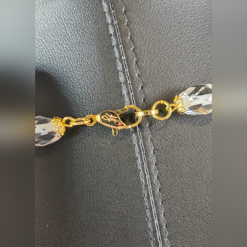 Vintage Farrah Crystal Necklace Signed Gold Plated Filigree Collar Statement - Picture 10 of 11